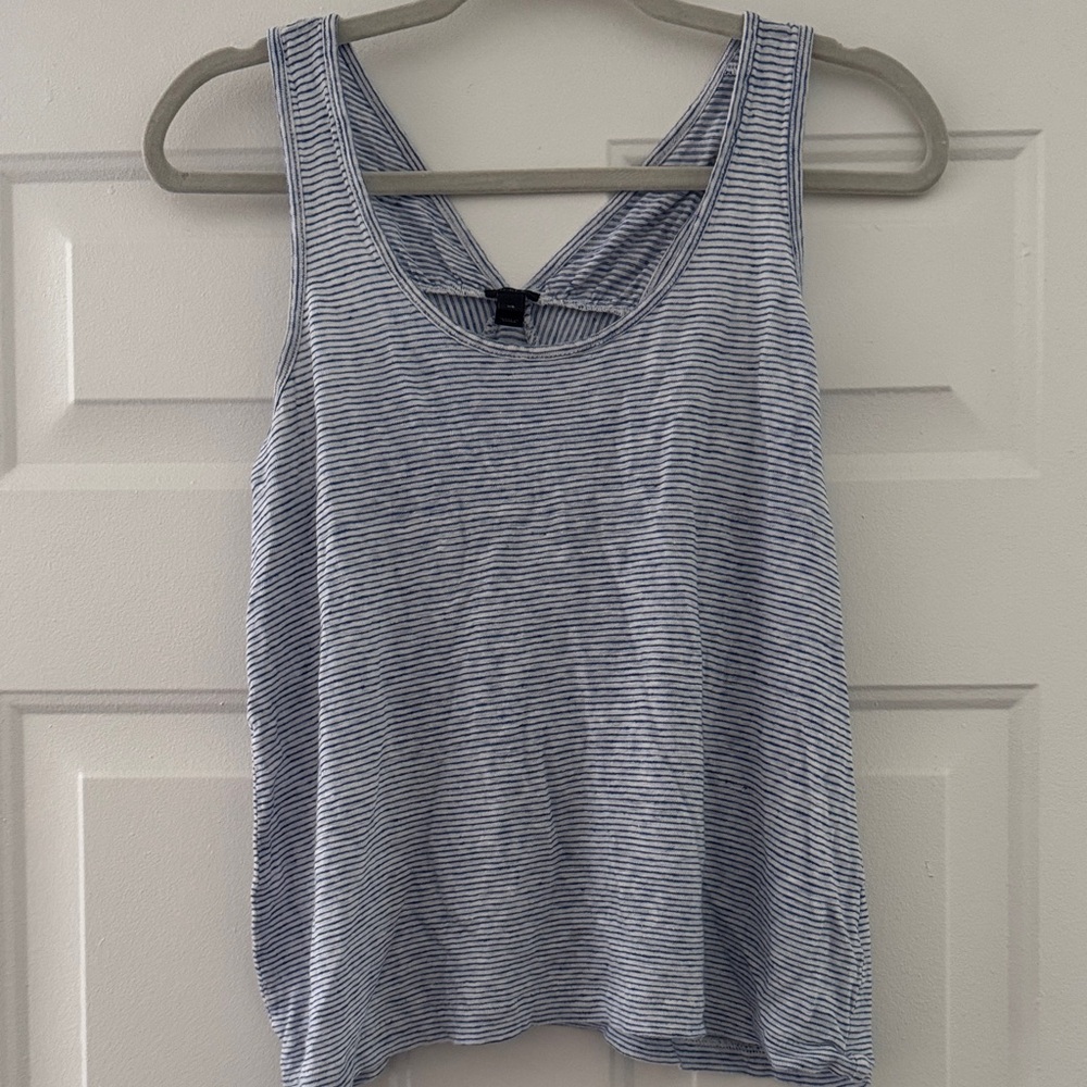 J. Crew Navy and White Striped Tank Top